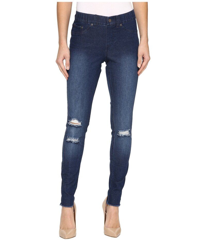ヒュー レディース ボトムス デニムパンツ レギンス HUE Ripped Knee Denim Leggings Ink Wash デニム