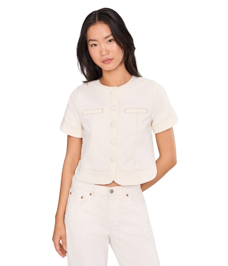 リヴァプール ロサンゼルス レディース アウター コート クロップド デニム ジャケット Liverpoolos Angeles Collarlesshort Sleeve Croppedenim J