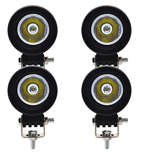 LED 作業灯 ワークライト 10W バイクフォグランプ-12V/24V兼用 小型 防水 IP67 Safego 狭角 丸型 ホワイト 車 6000K 補助灯 ミニ 爆光 長寿命 省電力 トラック 各種作業車に対応 【4個セット】ts 38cb8d0f