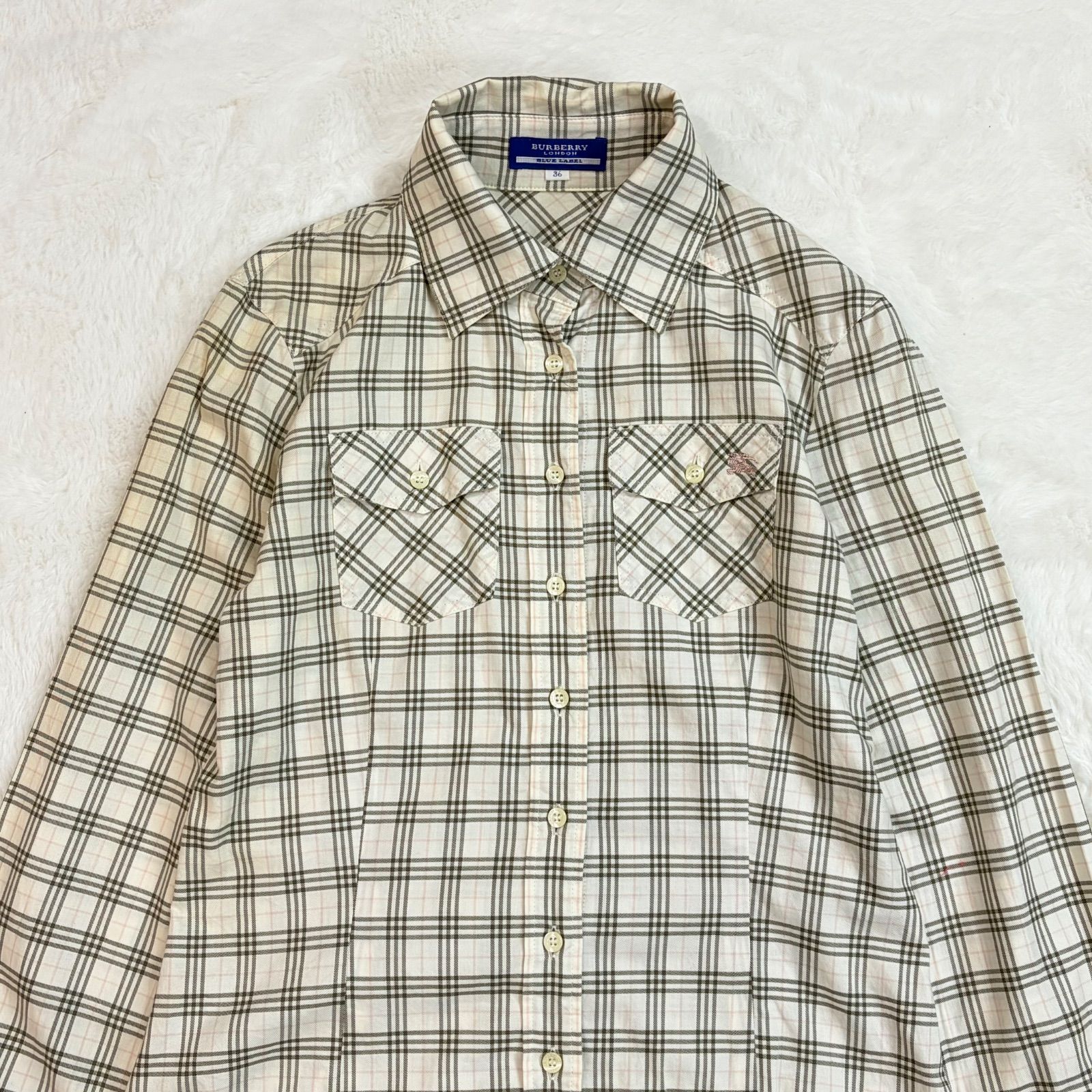 日本製 BURBERRY LONDON バーバリーロンドン 長袖シャツ ブラウス 