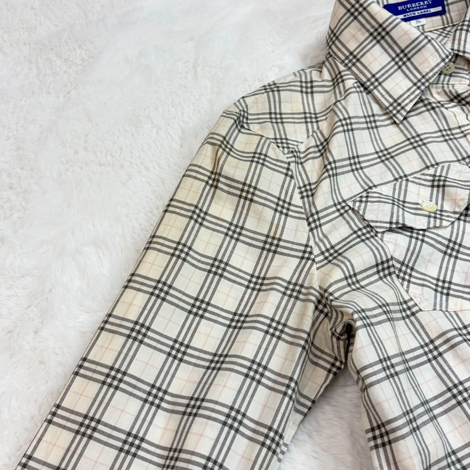 日本製 BURBERRY LONDON バーバリーロンドン 長袖シャツ ブラウス 