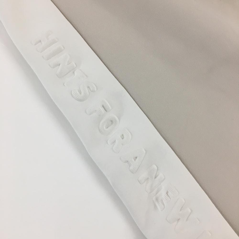 美品】ハチヤーズ 半袖ハイネックシャツ ライトベージュ×白 サイド切替