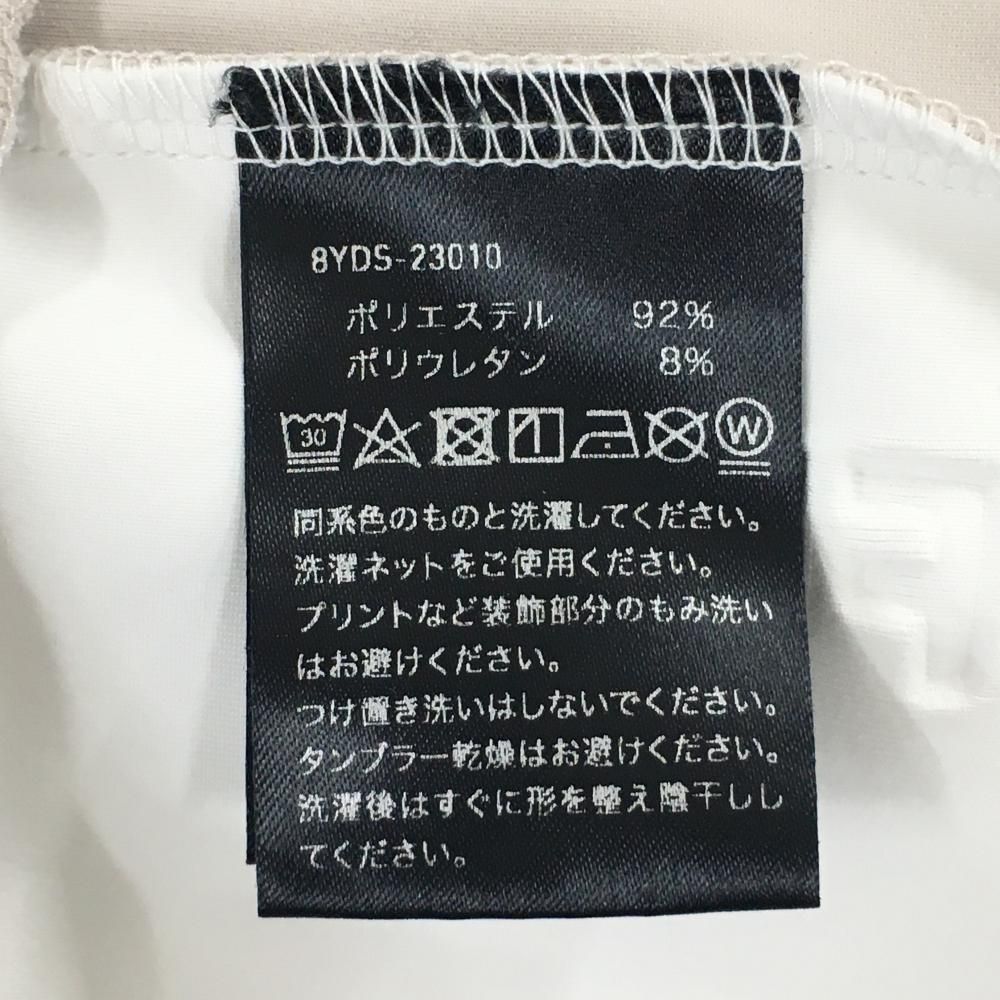 ハチヤーズレディースベージュ ハイネック 半袖シャツサイズL 美品】ハチヤーズ 半袖ハイネックシャツ ライトベージュ×白 サイド切替