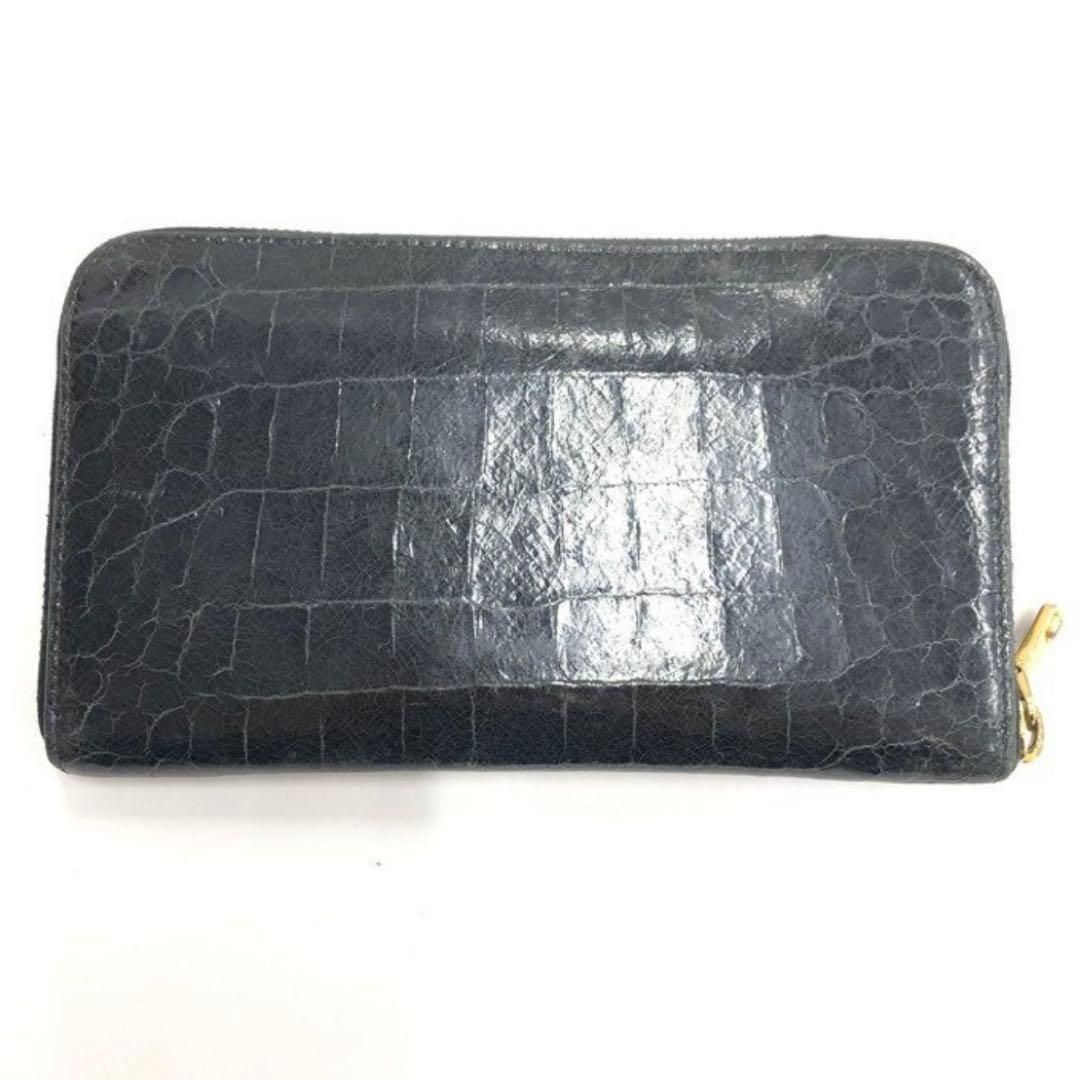 美品】 Miu Miu 長財布 クロコ型押し 197 レザー ブラック 箱付 ミュウ