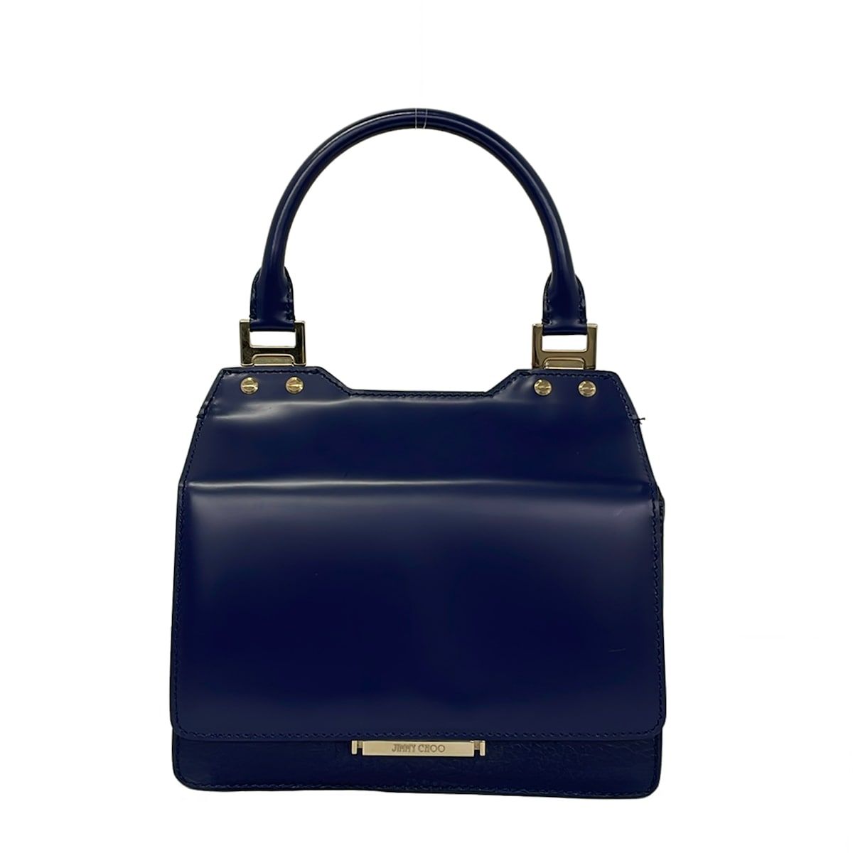 JIMMY CHOO(ジミーチュウ) ハンドバッグ - ネイビー ホログラムシールあり レザー
