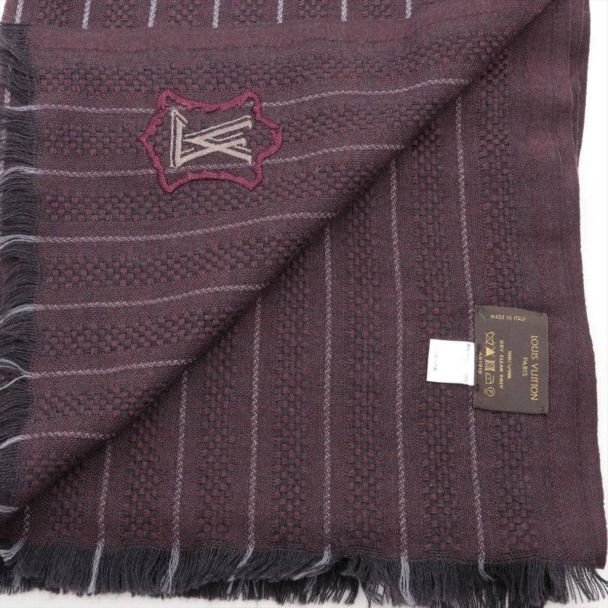 極美品 ルイヴィトン ストライプ LV エンブレム ロゴ マフラー メンズ