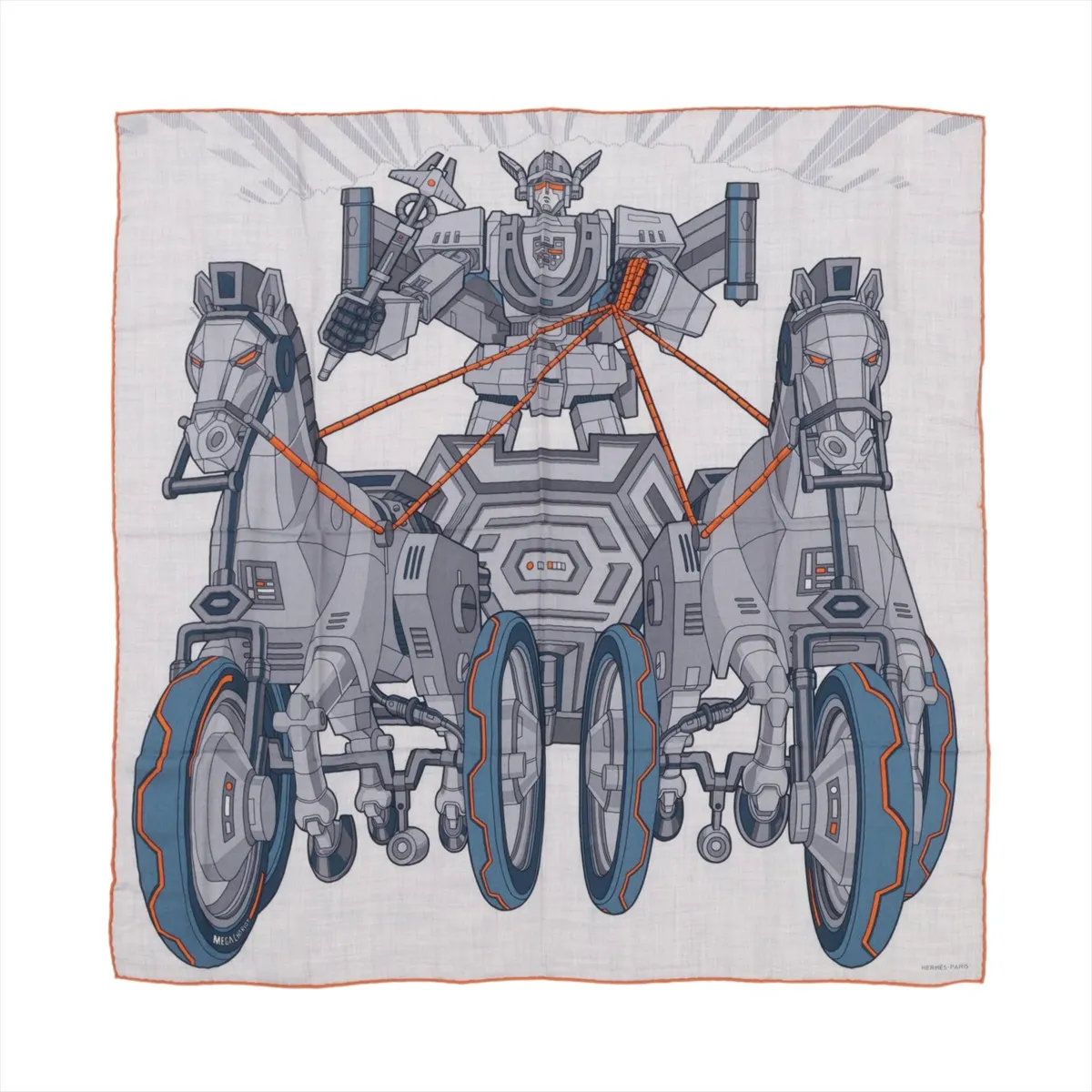 極美品 エルメス カレ 100 Mega Chariot メガ シャリオ カシミヤ シルク カシシル スカーフ レディース メンズ MMM DV51-6【中古】