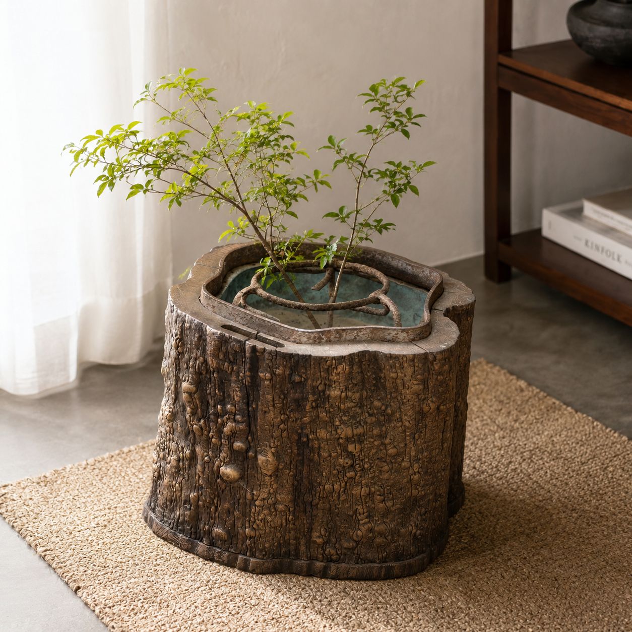 【おもしろ植木鉢】天然木の切り株火鉢【火鉢・プランター】