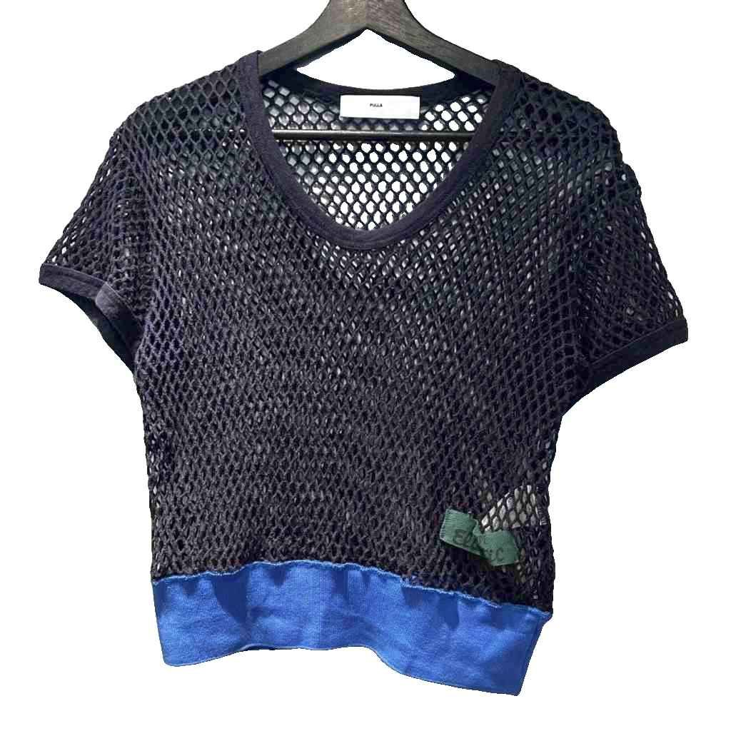 トーガ プルラ TOGA PULLA Tシャツ カットソー メッシュ one 紺