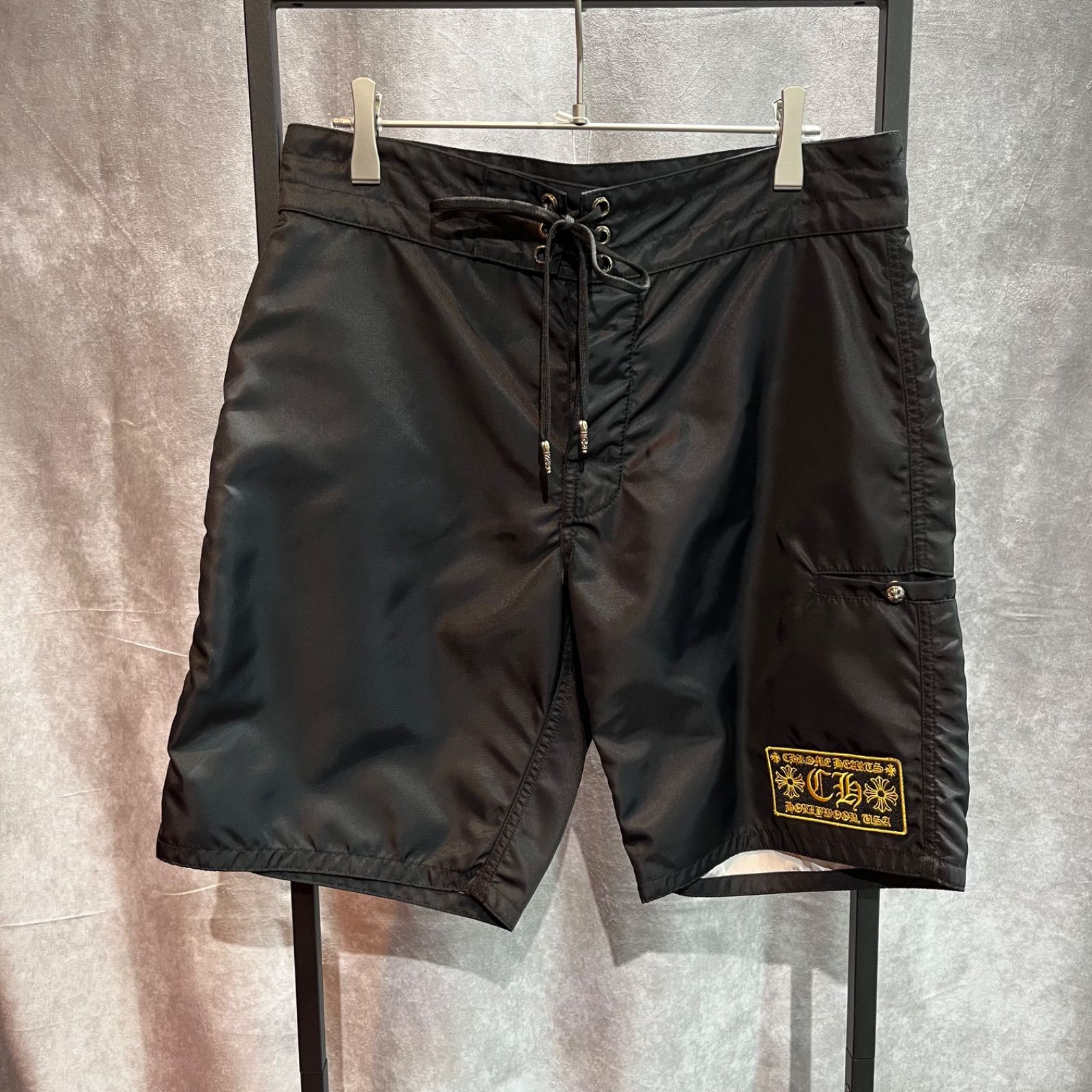 クロムハーツ　サーフハーフパンツ　ブラック×イエロー　サイズ28　AB品