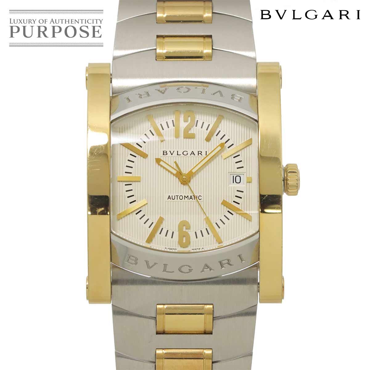 ブルガリ BVLGARI アショーマ コンビ AA48SG メンズ 腕時計 デイト シルバー K18YG 自動巻き ウォッチ Assioma 90331977