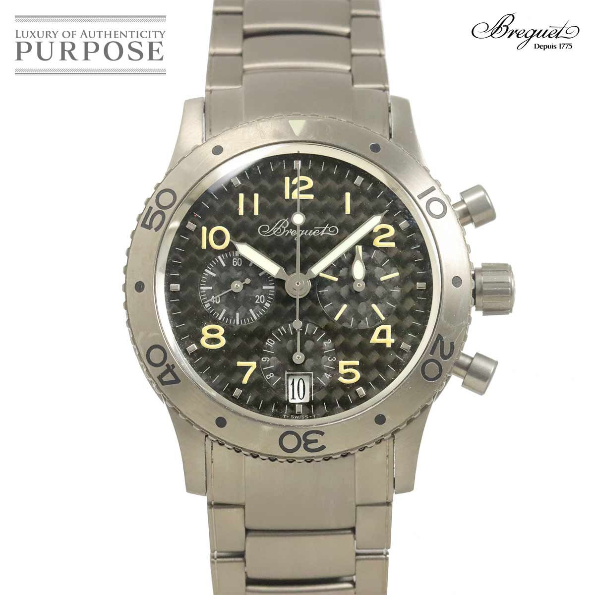 ブレゲ Breguet トランスアトランティック タイプXX 3820TI/K2/TW9 クロノグラフ メンズ 腕時計 デイト ブラック Transatlantique 90331986
