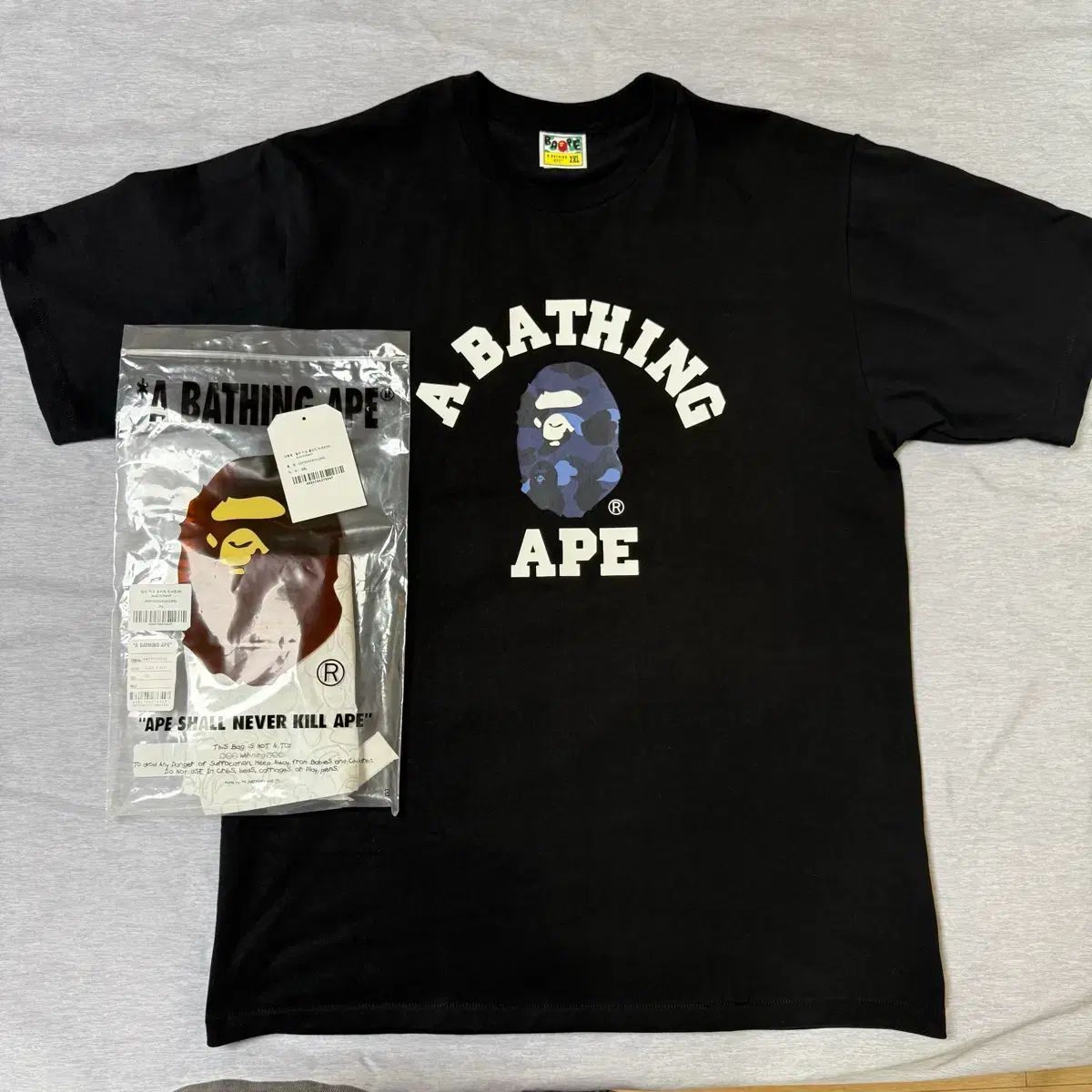 2XL ベイプ カラー カモ カレッジ Tシャツ ブラック ネイビー