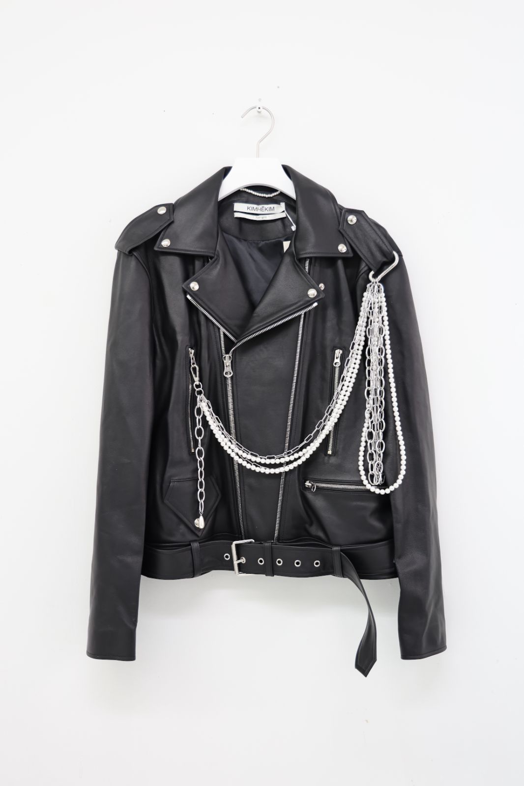 KIMHEKIM 2024SS Detachable Pearl Chain Leather Jacket キムへキム アーカイブ パールチェーン レザージャケット