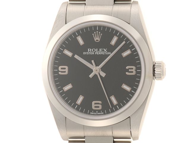 ROLEX ロレックス ウォッチ オイスター パーペチュアル 時計 77080 腕時計 ステンレススチール ブラック 自動巻き ユニセックス【432】2148104089083