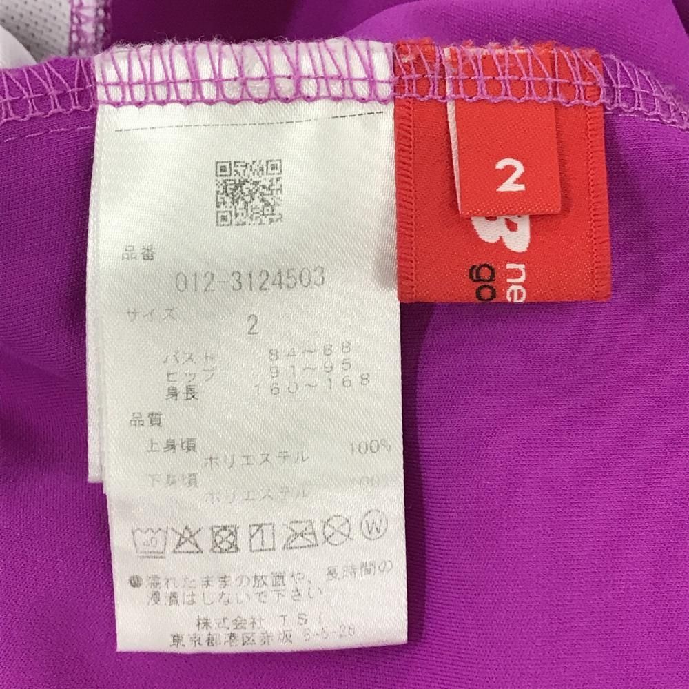 超美品】ニューバランスゴルフ 半袖ワンピース パープル系×白