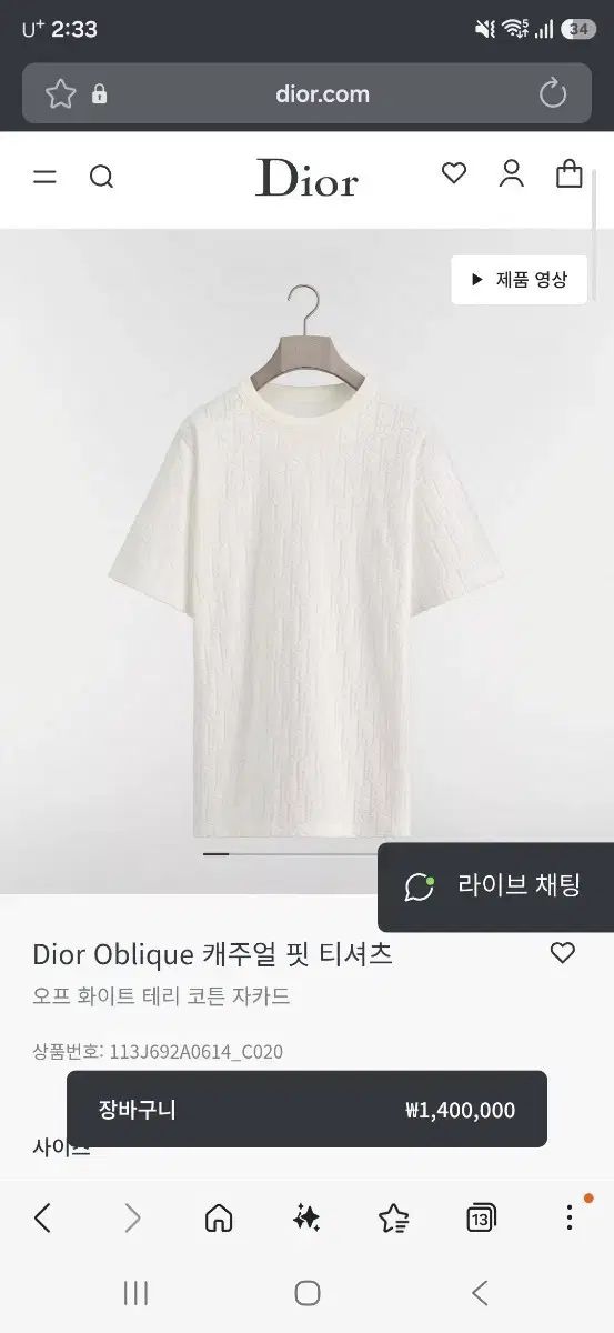Dior Oblique カジュアル フィット Tシャツ OFF スカイブルー