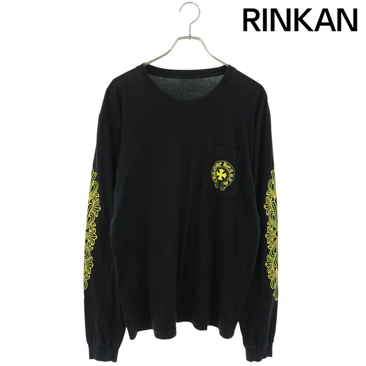 クロムハーツ CH L/S 1 袖フローラル英字ロゴプリント長袖カットソー メンズ L