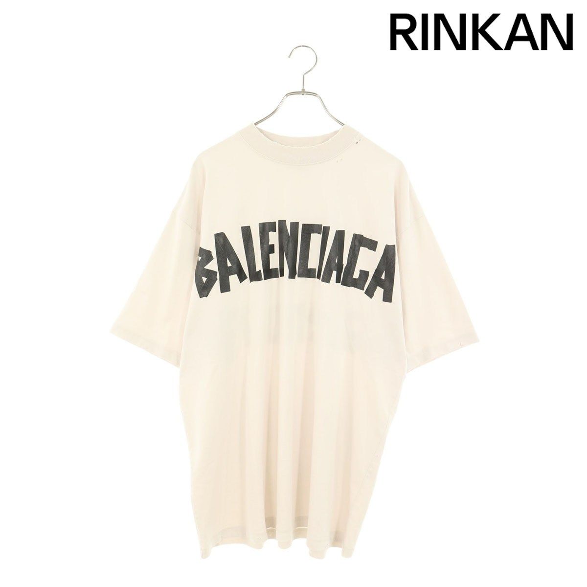 バレンシアガ 739784 TQVQ8 テープタイプダメージ加工Tシャツ メンズ S