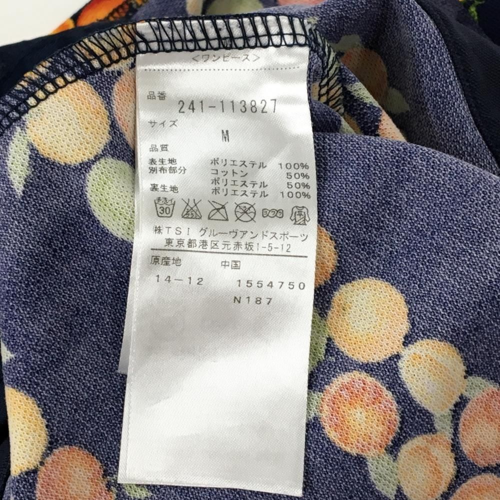 超美品】キャロウェイ 半袖ポロワンピース ネイビー×オレンジ フルーツ 