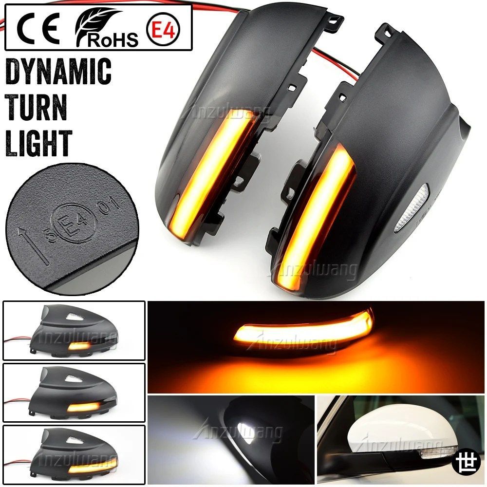 LEDミラーウィンカーライト流れる水のようなダイナミックブリンカーVWティグアンMK1 2008-2016シャラン 2012 2013 2014-2018シュコダイエテ