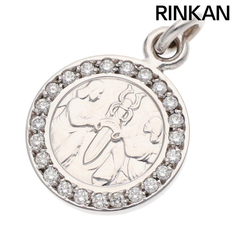 クロムハーツ 18K CHRM ANGL MDL P/D/エンジェルメダルチャーム PAVEダイヤ/ホワイトゴールドネックレストップ メンズ