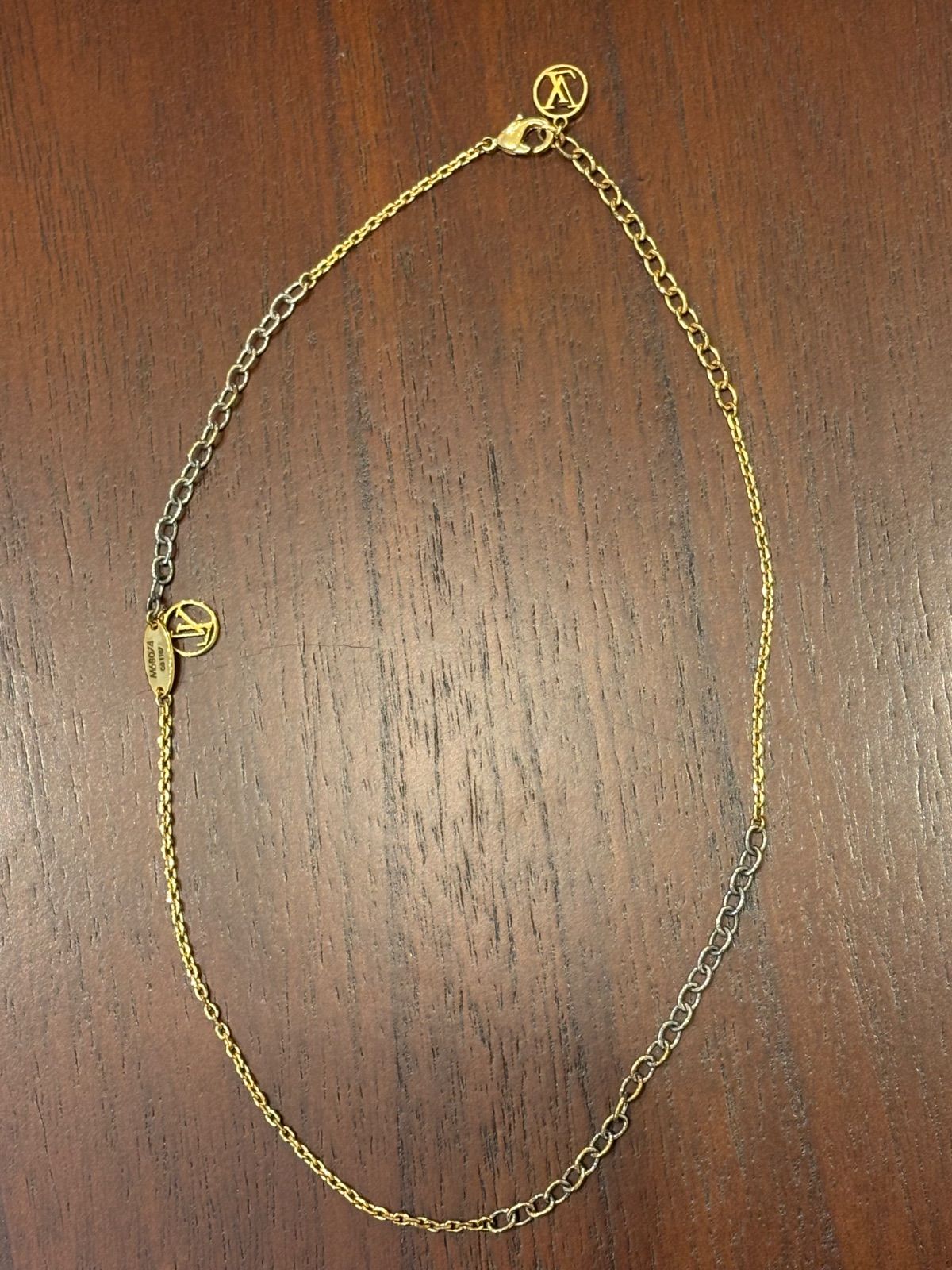 ルイヴィトン ネックレス コリエ・LVサークル バイカラー M68074 ゴールド シルバー LVロゴ LOUIS VUITTON