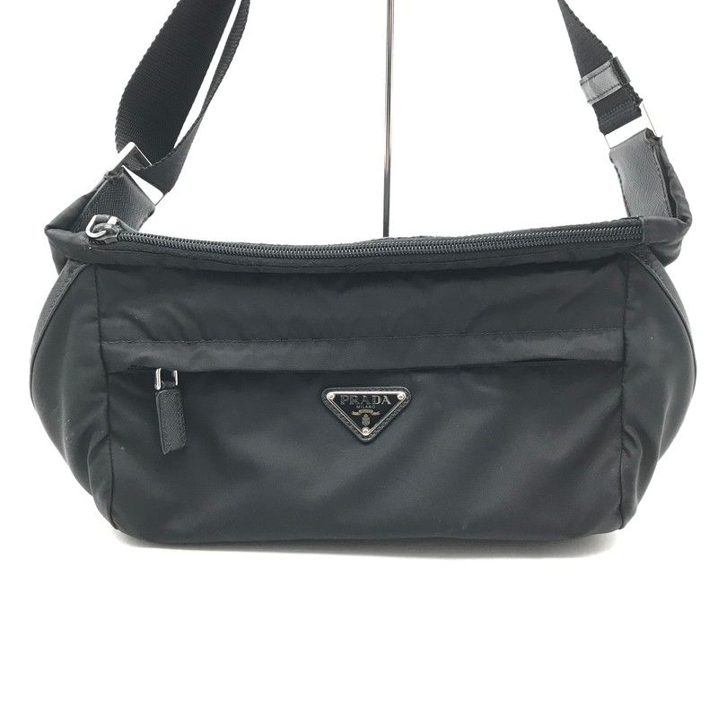 中古品】 PRADA プラダ RE NYLON SHOULDER BAG BLACK ナイロン