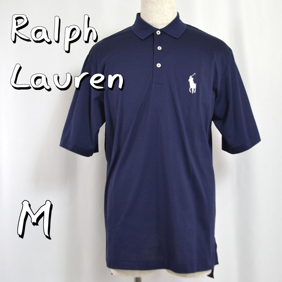 【新品タグ付】POLO GOLF Ralph Lauren ポロゴルフ ラルフローレン US規格ビッグサイズ 近年モデル ビッグポニー コットン製ポロシャツ M(JPN XL) 紺ネイビー 【古着】【中古】【送料無料】