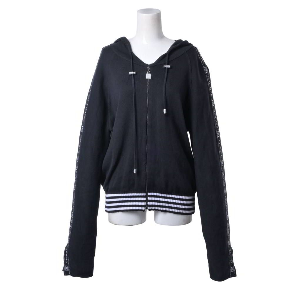 CHANEL 04P P23238V01521 スポーツライン ロゴライン ニット ジップ パーカ