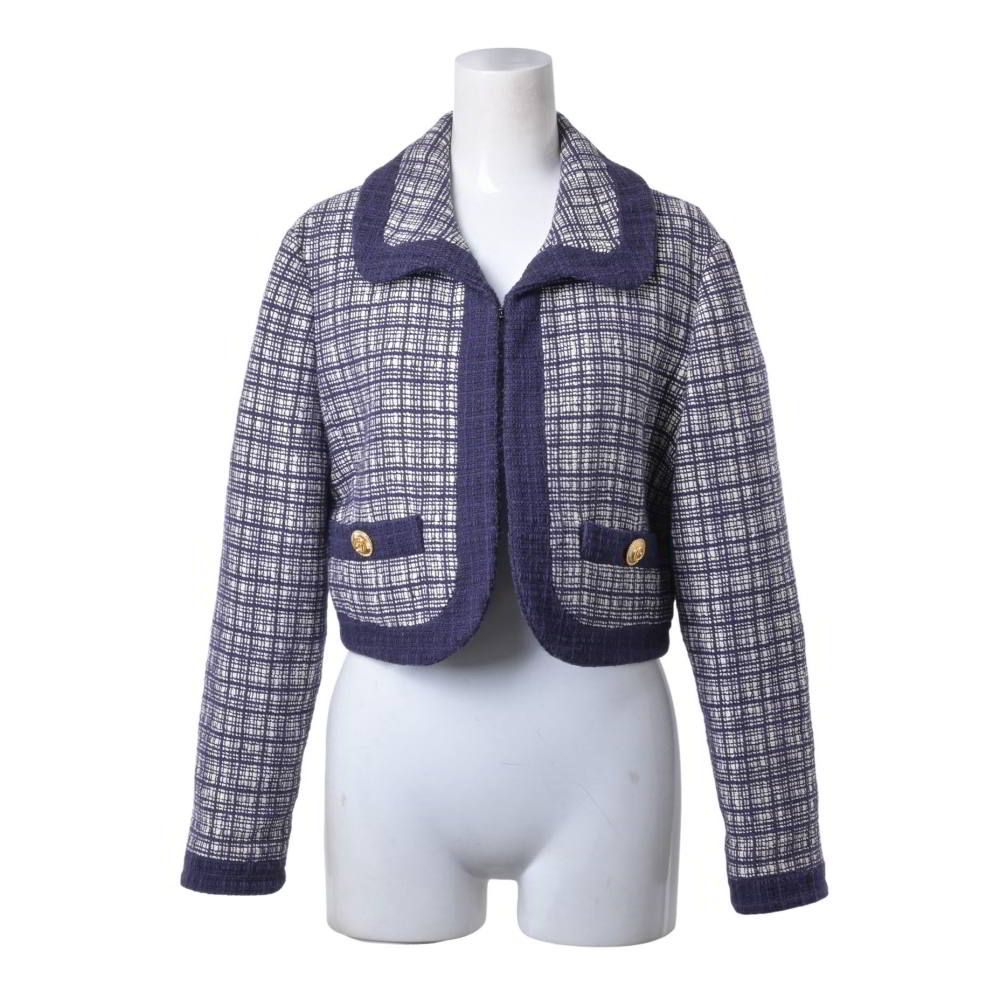 GUCCI シルク混 ツイード クロップド テーラード ジャケット GGボタン