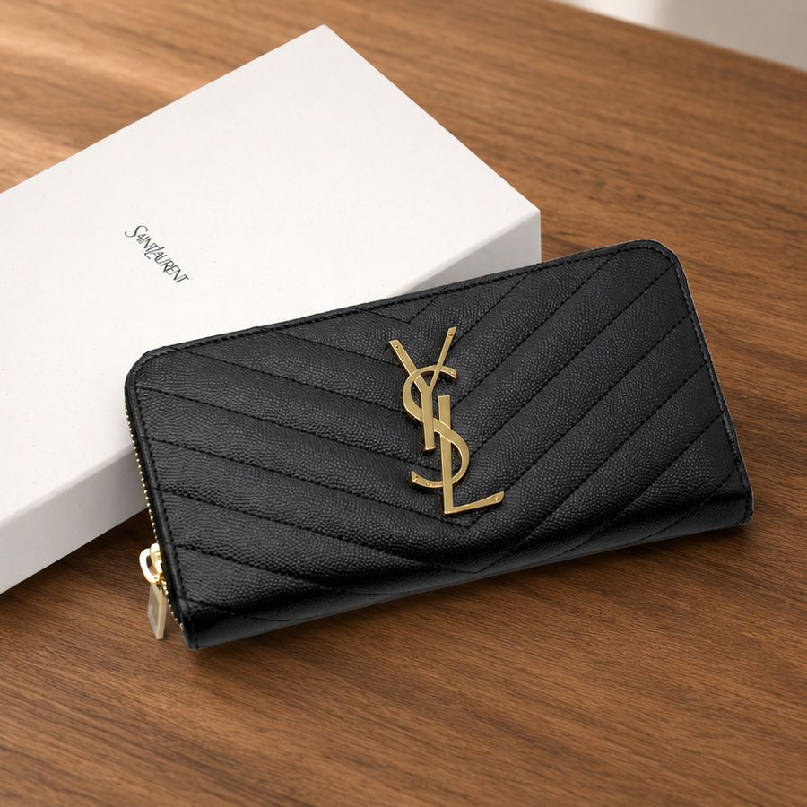 【新品商品】 SAINT LAURENT サンローラン (358094-bow01) ラウンドジップ 長財布 ジップアラウンドウォレット キルティング メタル カサンドラロゴ YSLロゴ