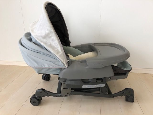極上クリーニング済　☆美品☆　コンビ　ハイローベッド＆チェア　ネムリラ　ブルー 送料無料】美品 クリーニング済み 説明書付 ホワイトレーベル ネムリラ
