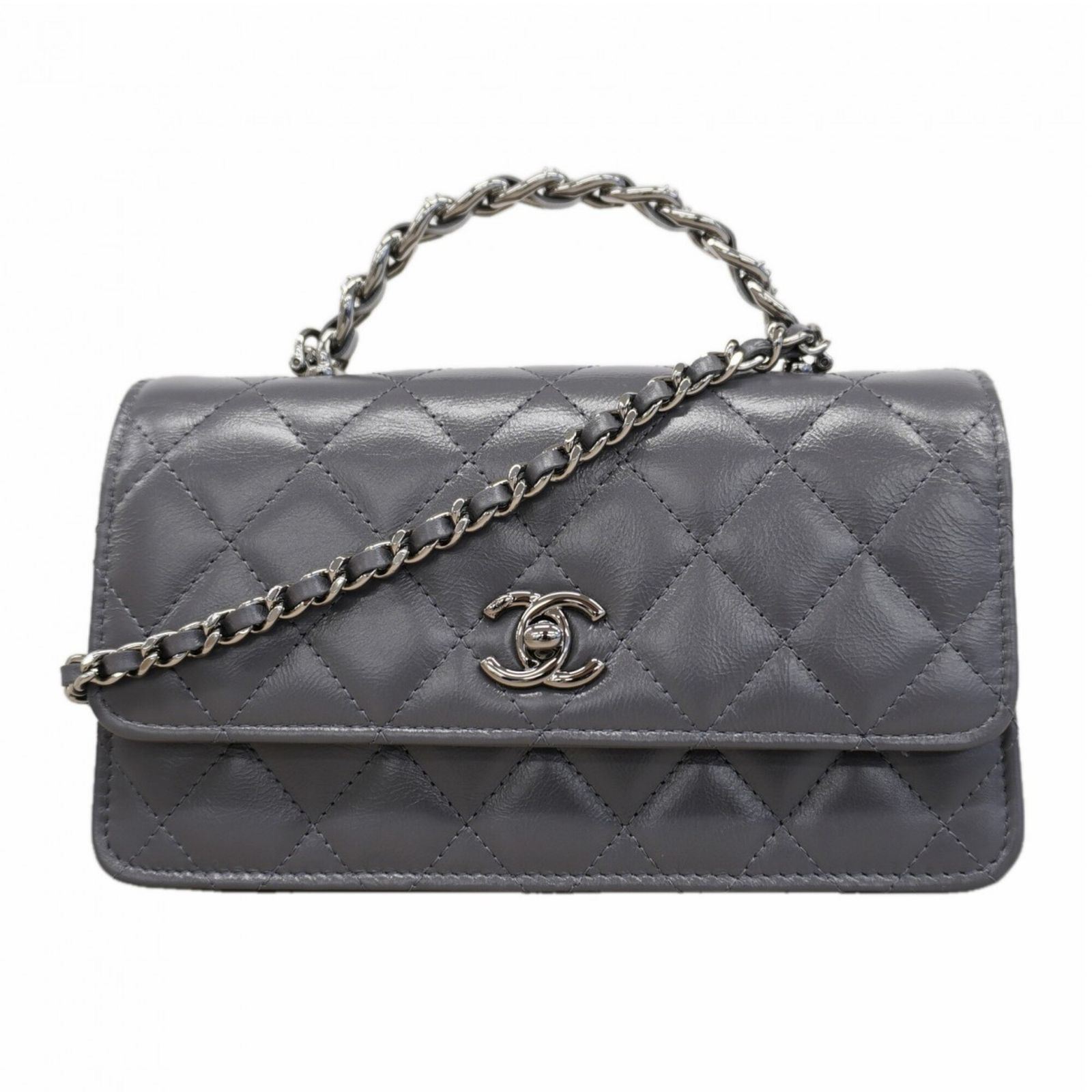 シャネル(Chanel) シャネル ハンドバッグ マトラッセ チェーンショルダー ラムスキン グレー 2wayバッグレディース OP004995
