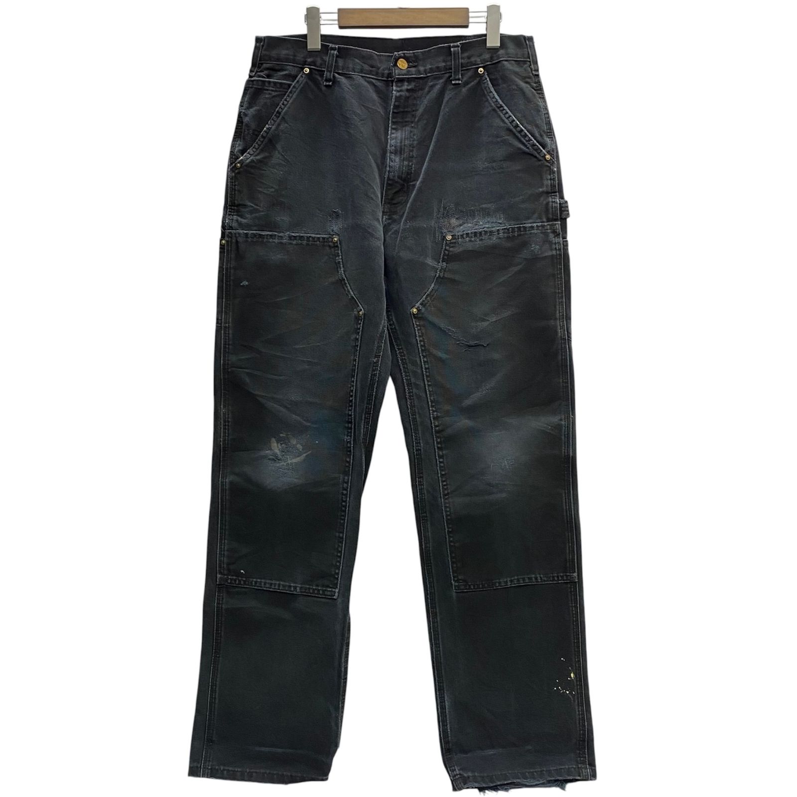 カーハート Carhartt DOUBLE KNEE DUCK PAINTER PANTS ダブルニー ペインターパンツ ペンキ 襤褸 フェード ボトムスその他 ブラック 34×34サイズ 201MB-1535 VB