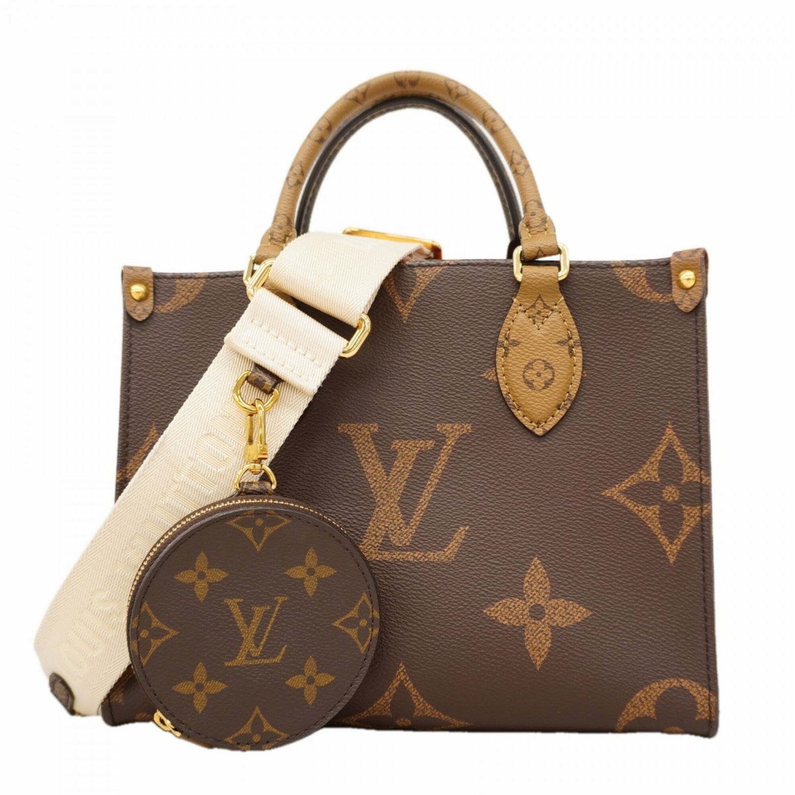 ルイ・ヴィトン(Louis Vuitton) ルイ・ヴィトン ハンドバッグ モノグラム・ジャイアントリバース オンザゴーPM M46373 ブラウン 2wayバッグレディース