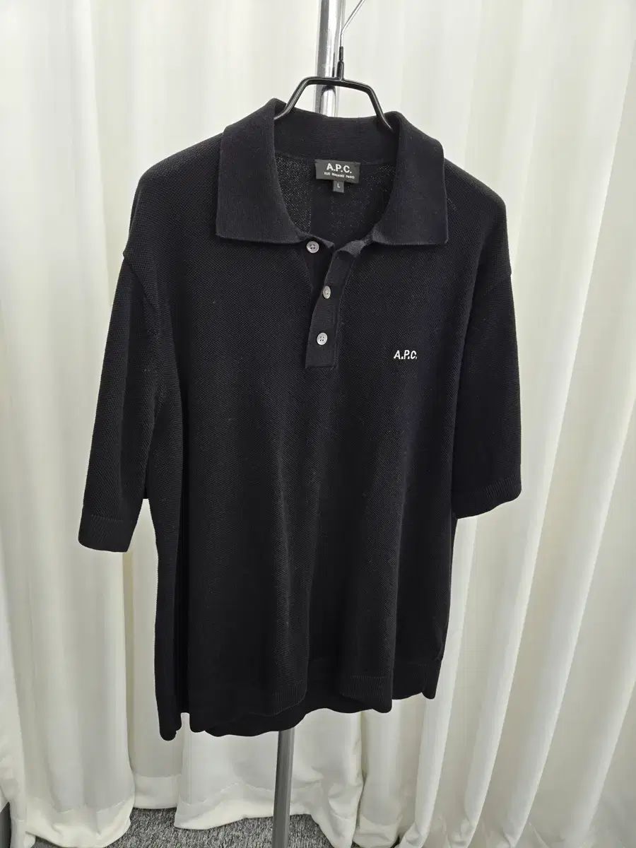 L A.P.C. アーペーセー ピケ カラーTシャツ ブラック