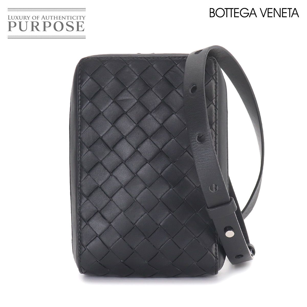 新品同様 ボッテガ ヴェネタ BOTTEGA VENETA イントレチャート クロスボディ ショルダー バッグ レザー ブラック 592692 90328410