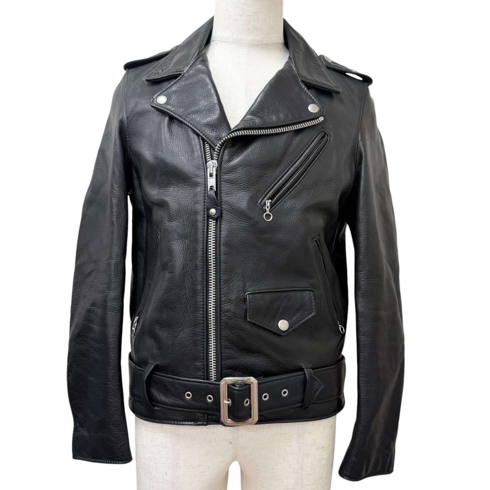 極美品□schott ショット 516UST ONESTAR NEW NAKED 牛革 ダブルライダース バイカージャケット ブラック 38 USA製 正規品 メンズ