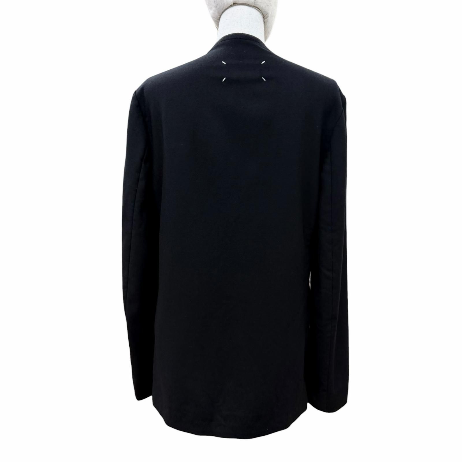 極美品☆Maison Margiela 1 10 メゾンマルジェラ 26SS S51BN0441 ウール100％ ノーカラージャケット ブラック 38 イタリア製 正規品