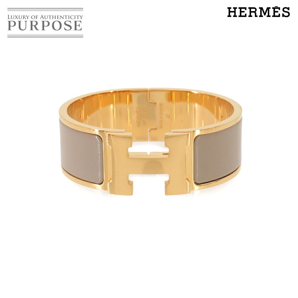 未使用 展示品 エルメス HERMES クリッククラックH PM バングル グレー ゴールド アクセサリー Clic Clac H PM 90329427