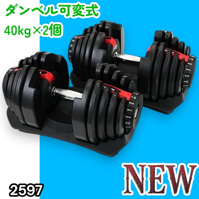 #2597 ダンベル 可変式 レッド 40kg 2個 総重量80kg 多機能 5~40kg 17段階調節 分かりやすいキロ表示 安全設計 省スペース 収納可能 ※一部地域離島別途配送料有