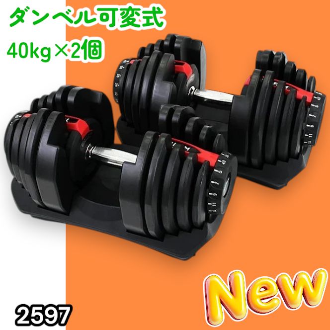 #2597 ダンベル 可変式 レッド 40kg 2個 総重量80kg 多機能 5~40kg 17段階調節 分かりやすいキロ表示 安全設計 省スペース 収納可能 ※一部地域離島別途配送料有