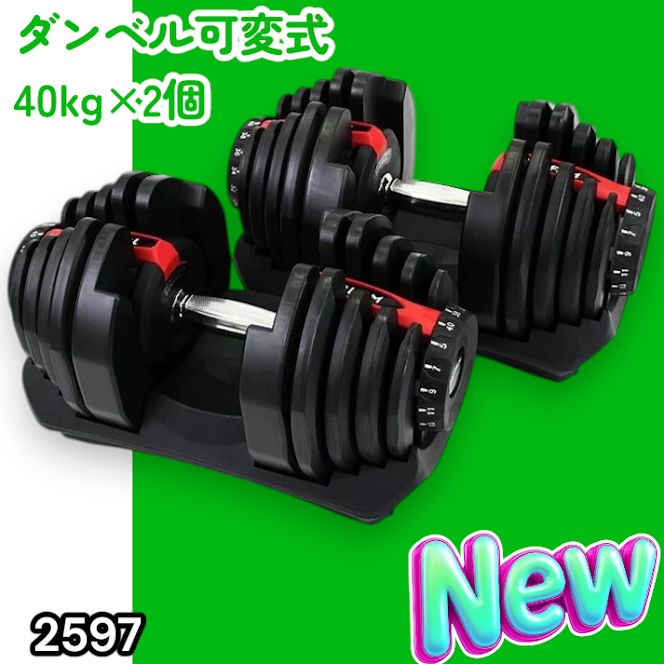 #2597 ダンベル 可変式 レッド 40kg 2個 総重量80kg 多機能 5~40kg 17段階調節 分かりやすいキロ表示 安全設計 省スペース 収納可能 ※一部地域離島別途配送料有