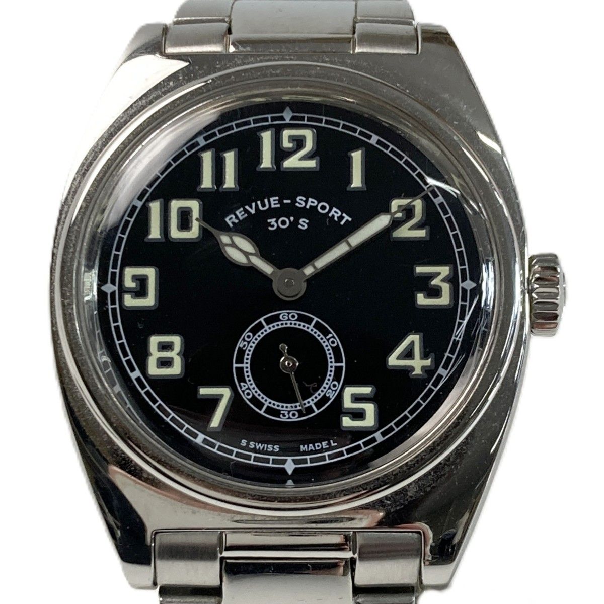 REVUE THOMMEN レビュートーメン レビュースポーツ 30’S 15000.3 ブラック 手巻き メンズ 腕時計 REVUE SPORT