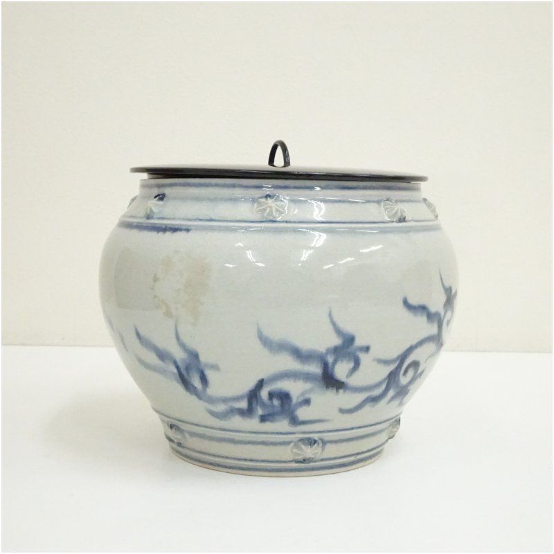 Ｔ８１７　水指　『安南水指』『万古焼』『山本太仙 造』　共箱　茶道具 萬古焼 太仙窯造 山本太仙 安南水指（共箱） 水指し 茶道 茶道具