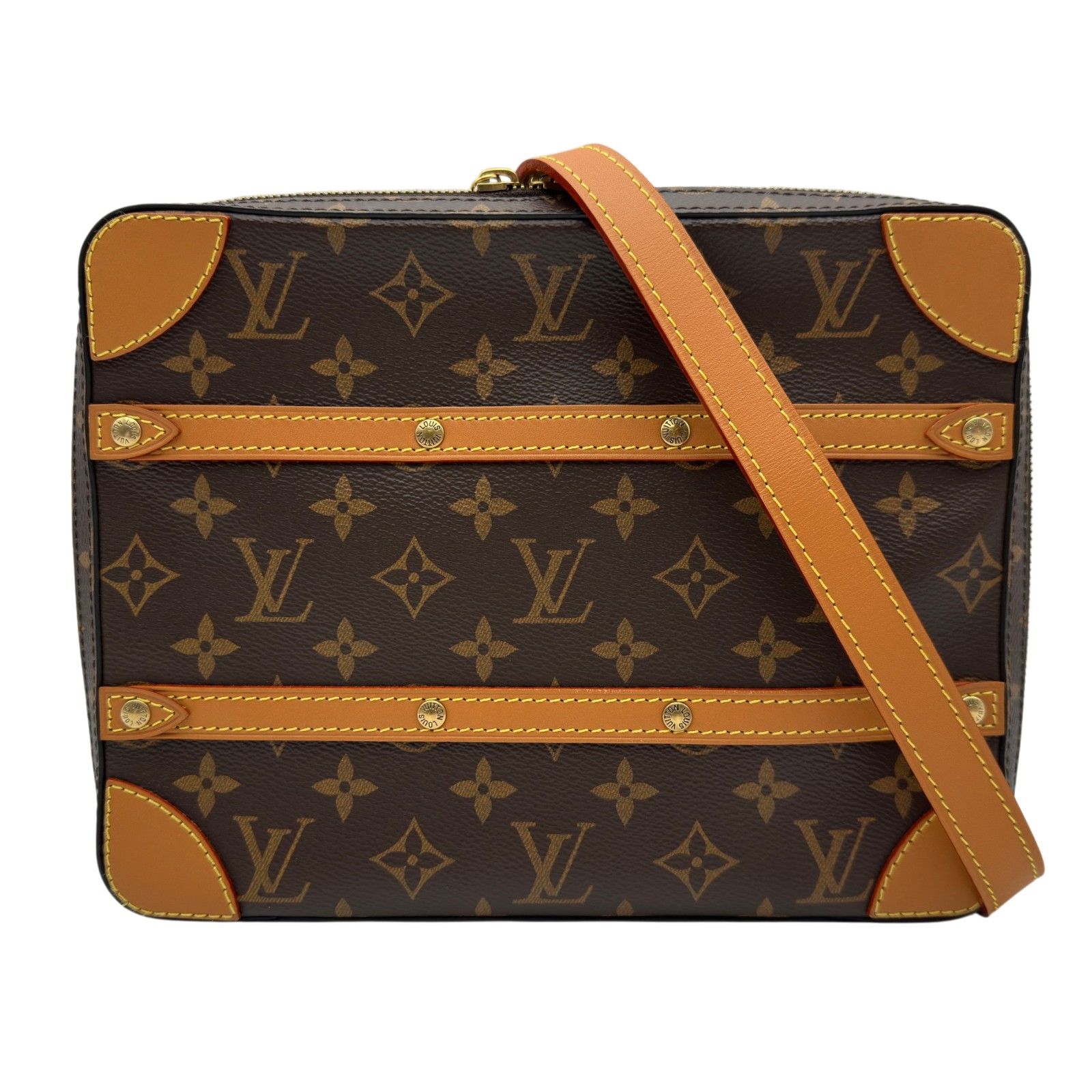 ルイ・ヴィトン LOUIS VUITTON ソフトトランク・メッセンジャーPM M68494 ブラウン モノグラム/レザー レディース メッセンジャーバッグ