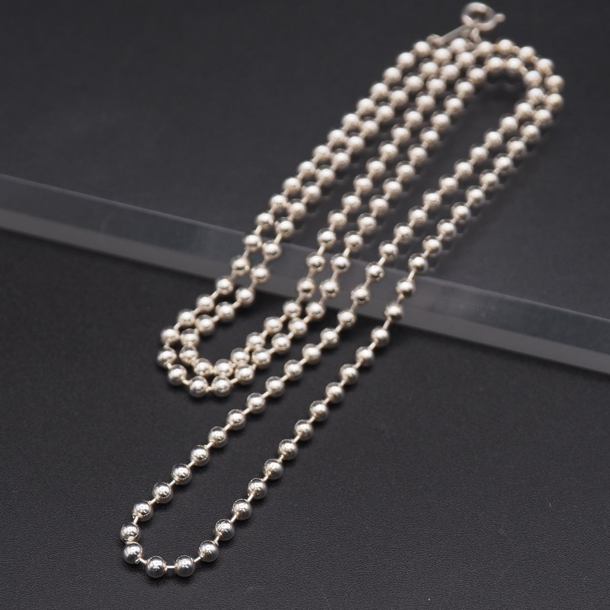 X507 ヴィンテージ STERLING SILVER刻印 ネックレス ボールチェーン デザイン シルバー