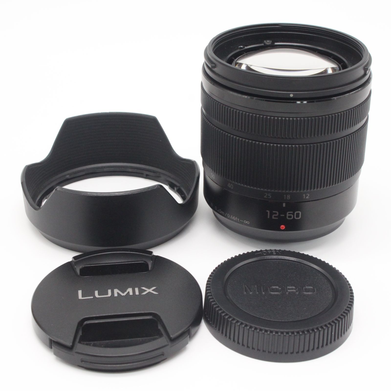嬉しいフード付き！■実用品■ PANASONIC ルミックス G VARIO 12-60mm/F3.5-5.6 ASPH./POWER O.I.S