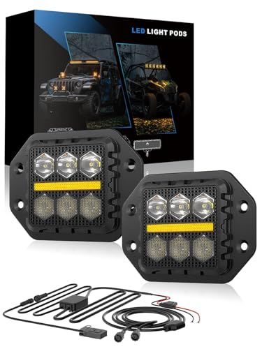 Chelhead 3インチ LED 作業灯 フラッシュマウント ポッド リレーハーネス付き アンバーDRL付き キューブ オフロード ドライビング 広角狭角ビーム ワークライト フォグライト トラック ボート ピックアップ SUV ATV U 62b7500c